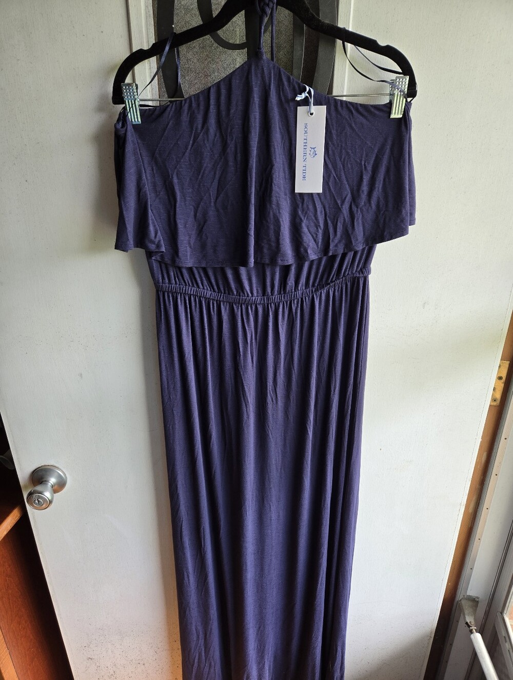 Southern Tide Navy Blue Off-Shoulder Maxi Dress NWT